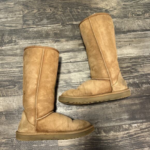 UGG Womens Size 9 40 Suede Shearling Classic Tall II Pull On Warm Boots 1016224 - Picture 2 of 9